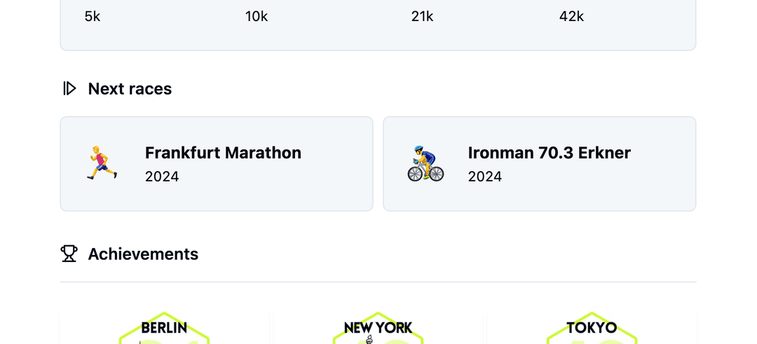 List of upcoming Marathons and Triathlons later in the year.